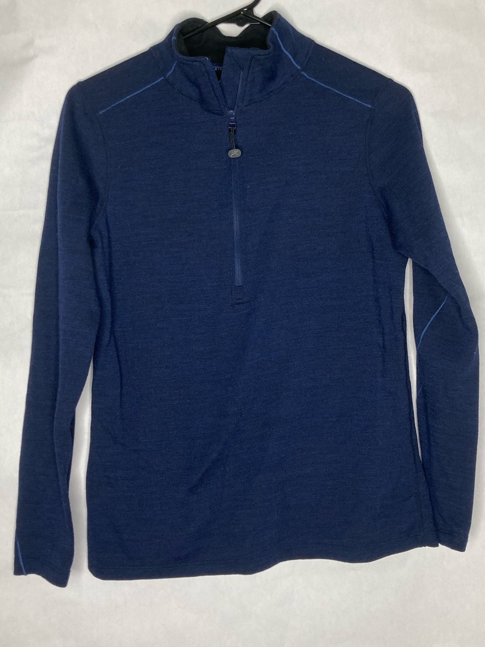 Terramar Merino Wool Long Sleeve Women’s Top Base Layer Size Small Blue Half Zip